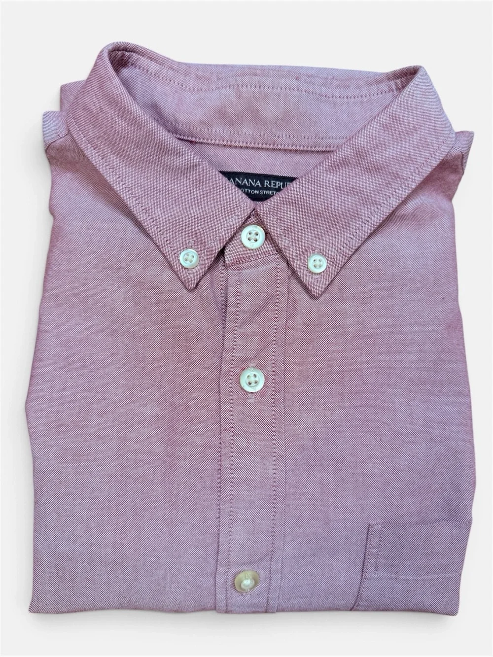 Banana Republic Oxford Men Button-Down Shirt Dusty Pink Heather Red Long Sleeve